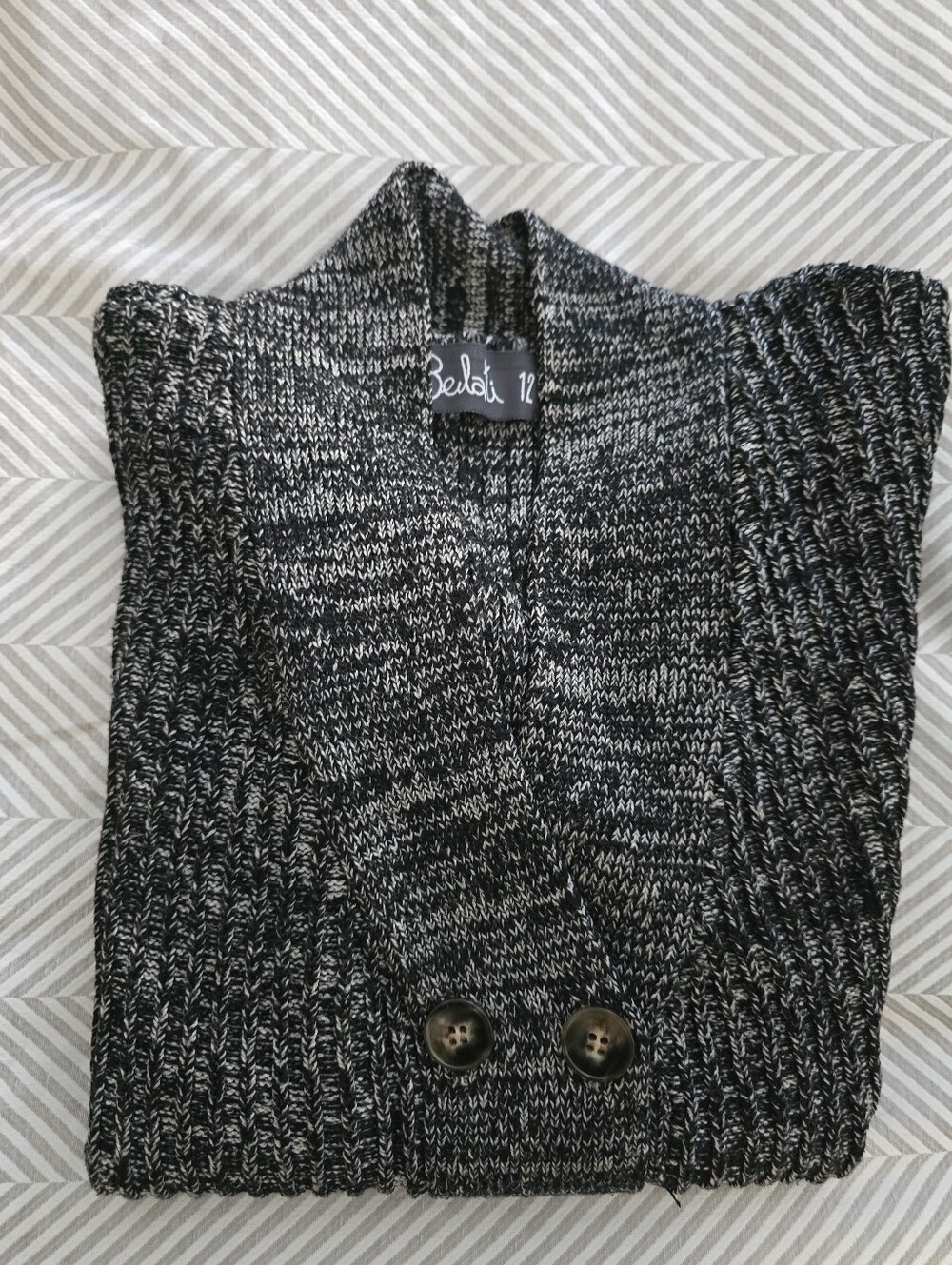 Black & White Marled Knit Cardigan Sweater